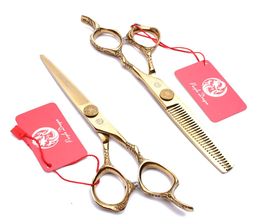 Professional Scissors 6quot JP 440C Golden Thinning Shears Straight Shears Hairdressing Scissors Salon Hair Scissors Barber Shop7798548