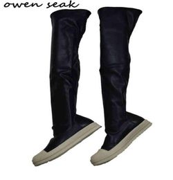 Owen Seak Women Shoes Over Knee High Boots Luxury Trainers Winter Casual Brand Snow Spring Flats Shoes Black Big Size Boots Y220818895739