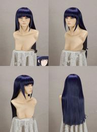 100 New High Quality Fashion Picture wigsgtgtNarutos Shippuden Hinata Hyuga BlueBlack Mixed Cosplay Wig 80cm W015812179