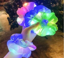 Luminous Scrunchies LED Hairband Ponytail Holder Headwear Women Girls Elastic Satin Silky Scrunchy Tie Hair Rope Accessories8763143