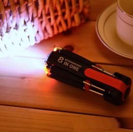 8 In 1 Multi Portable Screwdriver With 6 LED Torch Screw Driver Repair Light Up Multifunctional Integrated Flashlight Set 100 pie4826056
