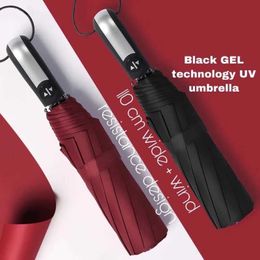 Umbrellas Automatic folding vinyl umbrella ten bone sturdy windproof rainproof large commercial H240531