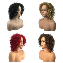 Synthetic Wigs FAVE Loose Body Wave Curly Bob Wig Side Part Lace For Black White Woman Heat Resistant Fibre Cosplay Party Daily Vtkos