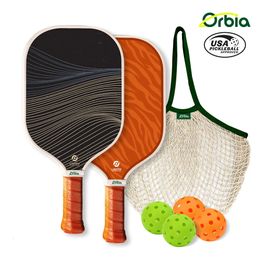 Orbia Sports Pickleball Paddles Set USAPA Approved Glass Fibre Surface 2 Paddles 4 Pickleballs and Carry Net Bag 240528