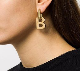 AENSOA 2020 French Punk Gold Silver Colour Letter B Pendant Earrings Unique Detachable Vintage Earrings for Women Fashion Jewlery9429959