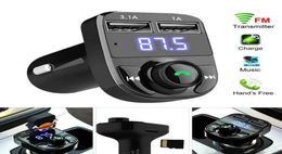 X8 Car FM Transmitter Aux Modulator Bluetooth Handsfree o Receiver MP3 Player 3.1A Quick Charge Dual USB with box package1060032