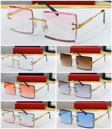 glasses 9065 Fashion luxury sunglasses Sunshade Composite Metal Rimless Optical Frame Classic Rectangle Square Gold Sunglass4208077