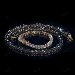 Custom 8MM Gold Plated Black Vvs Moissanite Tennis Chain Necklace Iced Out Round Brilliant Cut Diamond Sier Bracelet