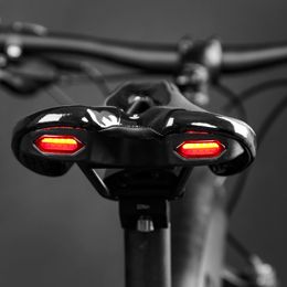 Road bike saddle bike seat with warning tail lights USB charging mountain bike racing PU breathable soft seat cushion 240521