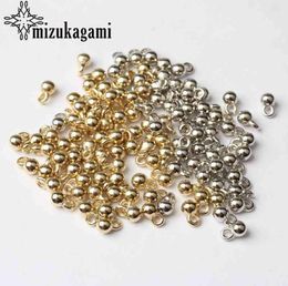 Golden Silver Plated CCB Round Ball Tail Extender Chain Charms Beads 200pcslot 36MM For DIY Jewellery Bracelet Accessories8809854