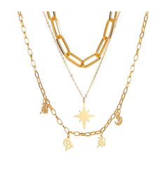 Chains Fashion Vintage Thick Chain Multilayer Star Pendant Necklace For Women Simple Layered Letter Harajuku Accessories Neck2590108