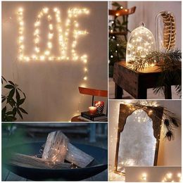 Led Strings 1M 2M String Lights Flashing Copper Wire Fairy Light Night Lamps For Christmas Garland Room Bedroom Indoor Decoration Lamp Dhqrf