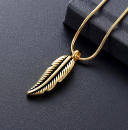 Z929 Gold Colour Feather Design Stainless Steel Cremation Jewellery for Pet Ashes Memorial Urn Keepsake Jewellery Funnel and Gi1270896