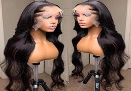 Lace Wigs Shinelady 180 Density Body Wave Frontal HD Transparent Pre Plucked Peruvian Human Hair Wig Remy Women49669774123125