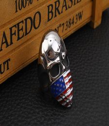 Fashion American Flag Masked Infidel Skull Biker Ring Stainless Steel Jewelry Gothic Skull Motor Biker Men Ring for Men Gift 2 Col1541075