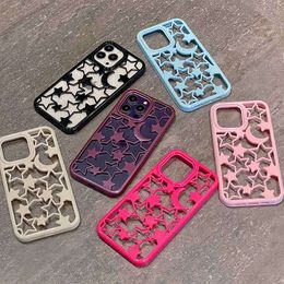 INS Hollow Out Glitter Star Moon Individuality Phone Back Case For iPhone Pro Max Heat Dissipation Shockproof Funda