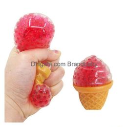 Decompression Toy Squishy Ice Cream Fidget Water Beads Squish Ball Anti Venting Balls Funny Squeeze Toys Relief Anxiety Drop Deliver Dhab8