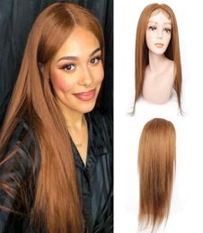 vorgefertigte brasilianische menschliche Haar Perücke 4x4 Spitzenfront Perücke Honig Blond Farbe Silky Straight Hair Wigs7323086