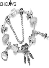 Charm Bracelets 2022 Trend Sterling Silver Colour 3mm Chain Fit Original Crown Beads Bracelet Bangle Making DIY Jewellery For Women8985143