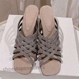High End High-Heeled Sandals Cross-Over Strap Braided Sandals Luxury Woven Cross Straps Fisherman Shoe Wedges Shoes Lady Designer Bohemian Ankle Slippers With Box