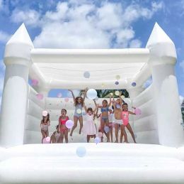 Inflatable White Bounce House With Blower Commercial Kids Jumper Bouncer For Birthday Parties
