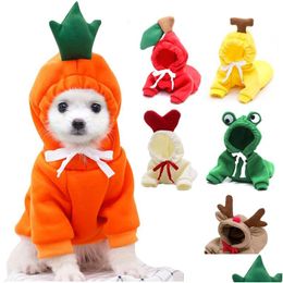 Dog Apparel New Cute Fruit Clothes For Small Dogs Hoodies Warm Fleece Pet Clothing Puppy Cat Costume Coat French Chihuahua Jacket Suit Dhixg