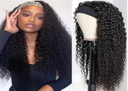 Peruvian Deep Wave Headband Wig Human Hair Wigs For Women Peruvian Curly Human Hair Wigs Nature Color2207124