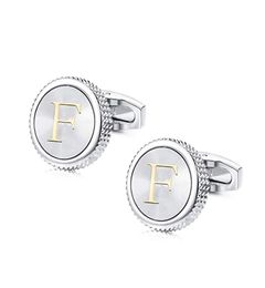 High Quality Round Letter Cufflinks Men039s Shirt Suit links Simple Wedding Buttons Business Initials French link 2204147434186