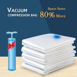 Vacuum Storage Bags Compression Organiser Sealer with Travel Seal Packet Organisers Hand Pump for Blankets Clothes 240518