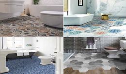 28 Design Mosaic Tile Floor Sticker Self Adhesive Waterproof PVC Wall Sticker Kitchen Hexagon Ceramic Stickers Home Decoration 10p4167685