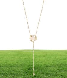 2018 latest design gold plated necklace for women Jewellery high quality cz opal stone european women long Y lariat necklace style2653294
