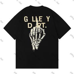 Gallerydept 24SS Vintage Gallrey Tee Depts Washed Gold Letter Skeleton Hand Printed Logo T Shirt Loose Oversized Hip Hop Unisex Short Sleeve 6006 VLY