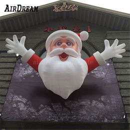 Factory price Santa Claus LED lighted Inflatable Christmas Santas And Present with gift bag free ship to door included blower