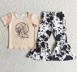 Fashion Whole Kids Designer Clothes Sets Boutique Girl Bell Bottom Outfits Toddler Baby Girls Clothing Cow Print Kid Children 8870872
