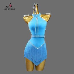 Stage Wear Latin American Woman Clothes Dance Dress Girls Line Clothing Tassel Samba Prom Suit Female Skirt Sport Practise Stage Party Ball Y240529
