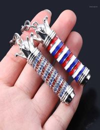Barber Shop Hairdresser Tools Keychain 3D Pole Light Razor Hairclippers Hair Dryer Combs Scissors Pendant Key Chains Jewelry16968595
