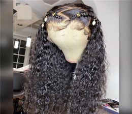 180Density 26Inch Natural Black Soft Kinky Curly Part Glueless Lace Front Wig For Black Women With Baby Hair Heat resistant 8576549