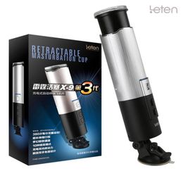 Masturbator Aircraft Cup Hands 10 Function Retractable USB Vibrator Male Full Automatic Leten X9 Piston Sex Toys for Men Y19105090469