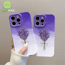 Fashion Romantic flower phone case For iPhone Pro Max Shockproof Fall resistant dirt lens Protective Cover purple