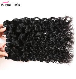 Ishow 8A Brazilian Water Wave 4 Bundles Weft Wet And Wavy Virgin Human Hair Weave Whole Extensions Peruvian for Women All Ages7267131