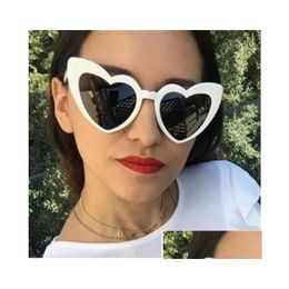 Güneş gözlükleri vintage aşk kalp kadınları yaz y güneş gözlükleri parti için beyaz siyah kırmızı renk açık damla teslimat moda erişim dhms7