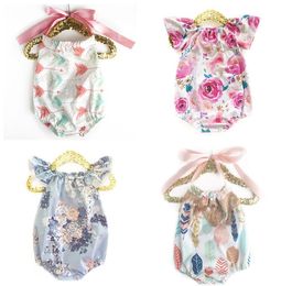 Baby Girls Rompers Backless Cake Bandage Bow Elastic Mermaid Arrow Tent Cactus Printed Jumpsuit Infant Toddler Clothing Summer Bea6199298
