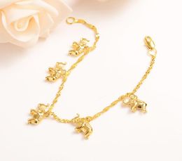 826inch cute girls Bangle Women Gold GF elephant hang Bracelets Jewelry Hand Chain Arab Items kids gift8429895