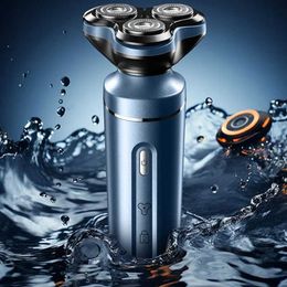 Electric Shavers Rechargeable electric shaver - waterproof wet dry cordless shaver suitable for mens shaving with facial cleaning brush G240529