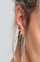 baguette cz hoop 3 colors silver rose black gold luxury women ladies jewelry CZ Diamond earring top quality2182274