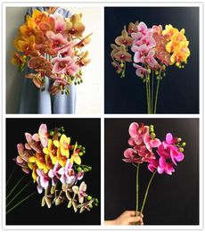 PU Phalaenopsis Real Touch Butterfly Orchid Fake Orchids 5 Colours Artificial Orchid Flower For Wedding Decoration Whole2967922