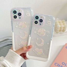 Korea Dream Moon Star Phone Bracket Case For iPhone Plus Pro Max Cases Cute Pink Bow Heart Clear Protection Cover