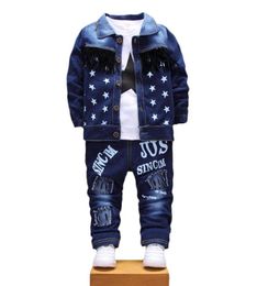 Children Boys Girls Denim Clothing Sets Baby Star Jacket Tshirt Pants 3PcsSets Autumn Toddler Tracksuits3992541