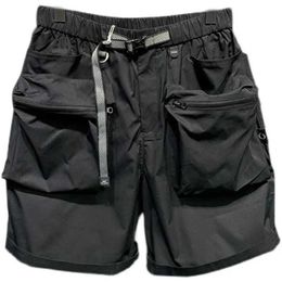 Men's Shorts Summer mens black street clothing ultra wide cargo multi pocket shorts fitness and exercise track shorts J240530