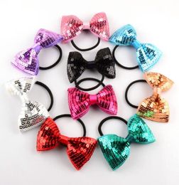 12 pcs a lot fashion glitter girls sequin hair bow with head bands scrunchies for girl women1154820